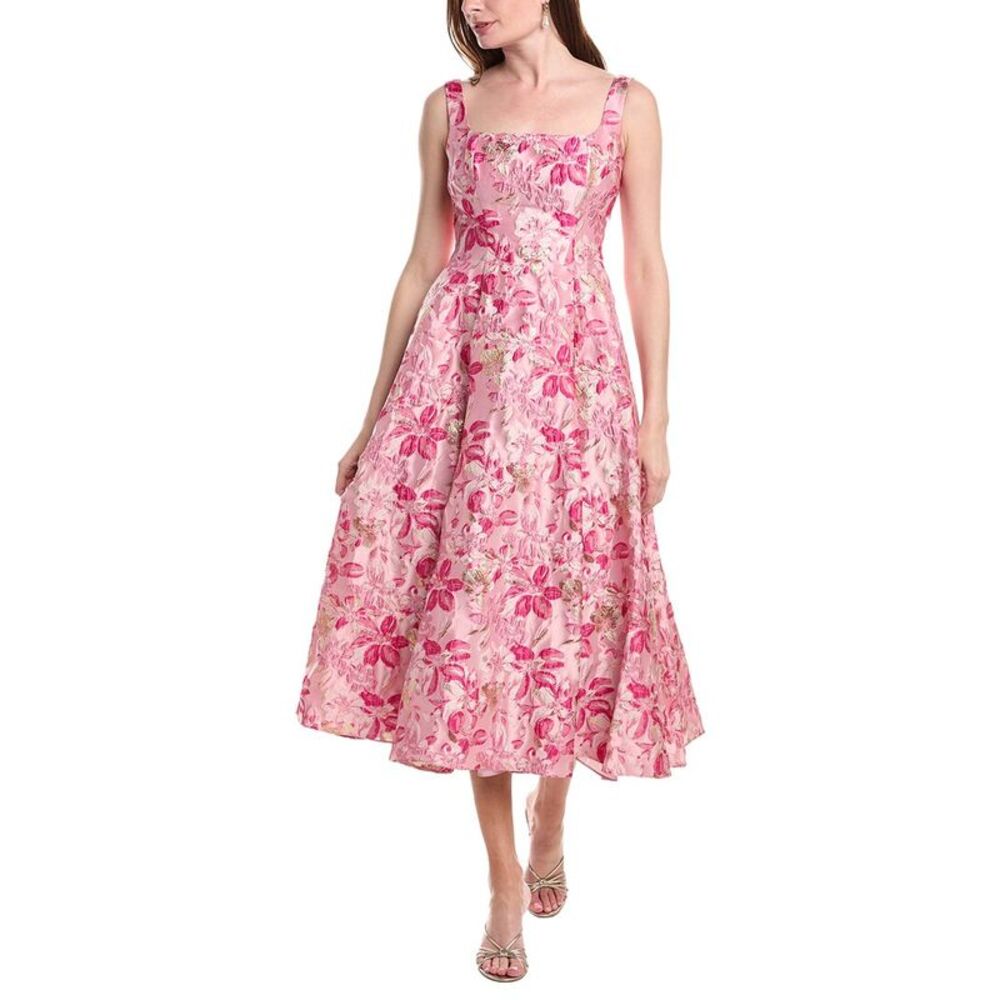 Adrianna Papell Pink Floral Midi Dress
